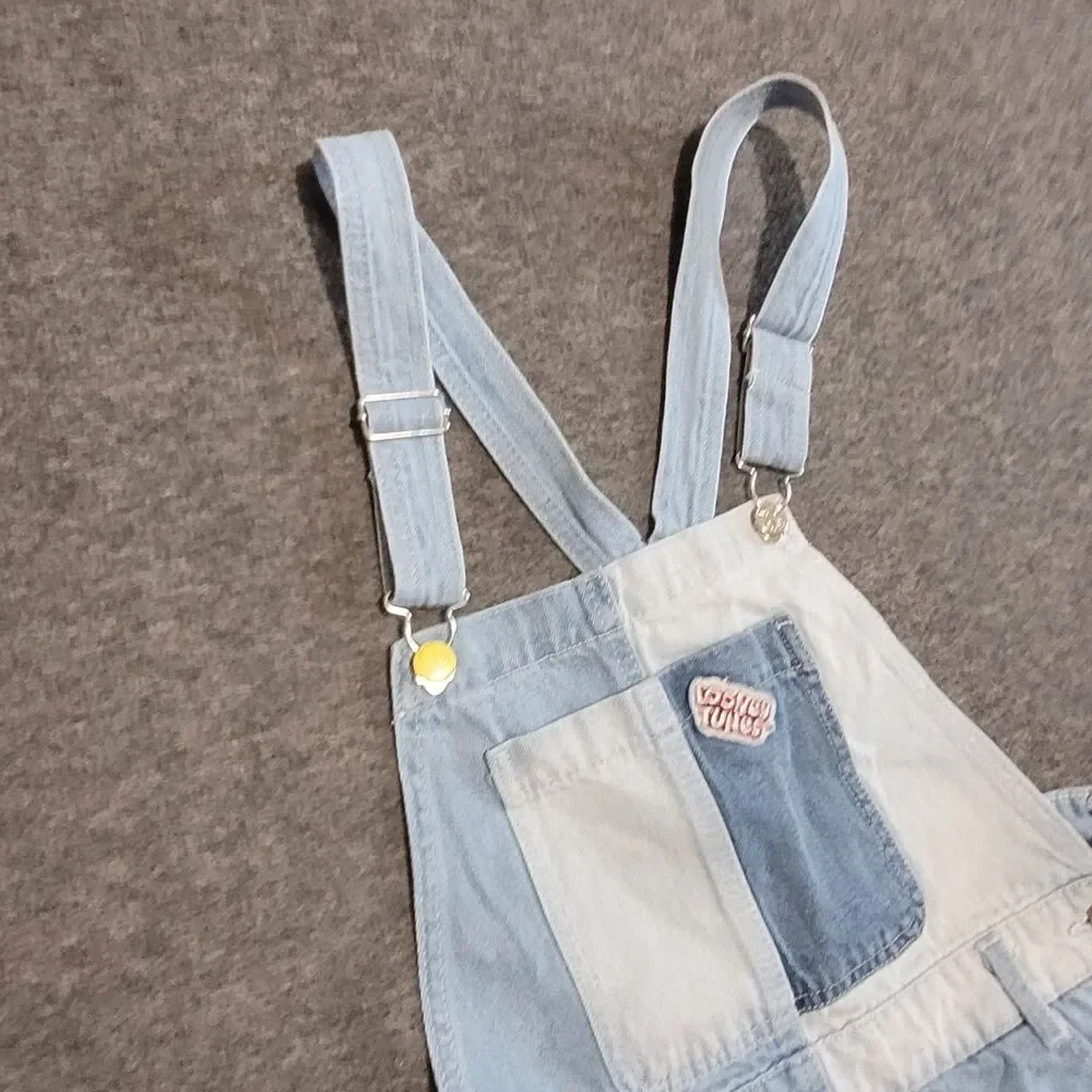 Looney Tunes Justice size 18 denim coverall jumper bugs bunny colorblock tweety